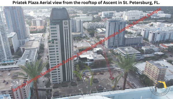 Priatek Plaza Aerial view from the rooftop of Ascent in St. Petersburg, FL.